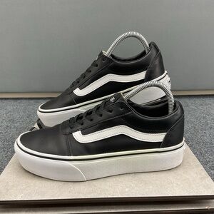 Vans Old Skool Sk8 Platform Low Top Black Leather Women’s Size 7.5 Shoes